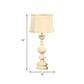 Fabric White Nightstand Light Drum Shade 1 Light Traditional Style Night Lamp with Baluster Base Clearhalo 'Lamps' 'Table Lamps' Lighting' 875692