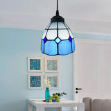 1 Bulb Ceiling Pendant Light Tiffany-Style Flower Handcrafted Stained Glass Suspension Lighting in Yellow/Light Blue/Dark Blue Dark Blue Clearhalo 'Ceiling Lights' 'Close To Ceiling Lights' 'Glass shade' 'Glass' 'Industrial' 'Middle Century Pendants' 'Pendant Lights' 'Pendants' 'Tiffany close to ceiling' 'Tiffany Pendants' 'Tiffany' Lighting' 87628