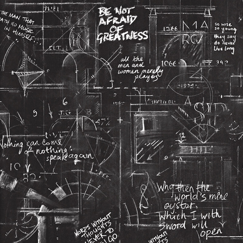 Black Graffiti Wallpaper with English Alphabet and Mathematical Graphs 33' x 20.5" Non-Pasted Stain-Resistant Wall Decor Black Clearhalo 'Industrial wall decor' 'Industrial' 'Wallpaper' Wall Decor' 881474