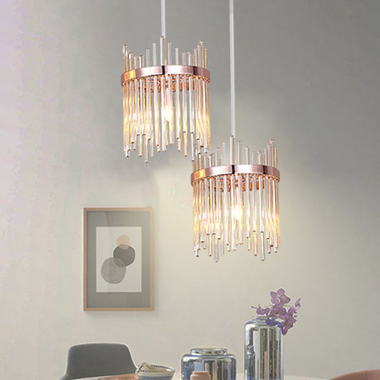 Modernism Ring Suspension Light 1 Bulb Crystal Rod Hanging Pendant Lamp in Rose Gold Clearhalo 'Ceiling Lights' 'Modern Pendants' 'Modern' 'Pendant Lights' 'Pendants' Lighting' 882130