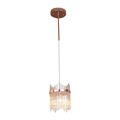 Modernism Ring Suspension Light 1 Bulb Crystal Rod Hanging Pendant Lamp in Rose Gold Rose Gold Clearhalo 'Ceiling Lights' 'Modern Pendants' 'Modern' 'Pendant Lights' 'Pendants' Lighting' 882132