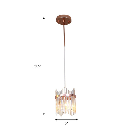 Modernism Ring Suspension Light 1 Bulb Crystal Rod Hanging Pendant Lamp in Rose Gold Clearhalo 'Ceiling Lights' 'Modern Pendants' 'Modern' 'Pendant Lights' 'Pendants' Lighting' 882133