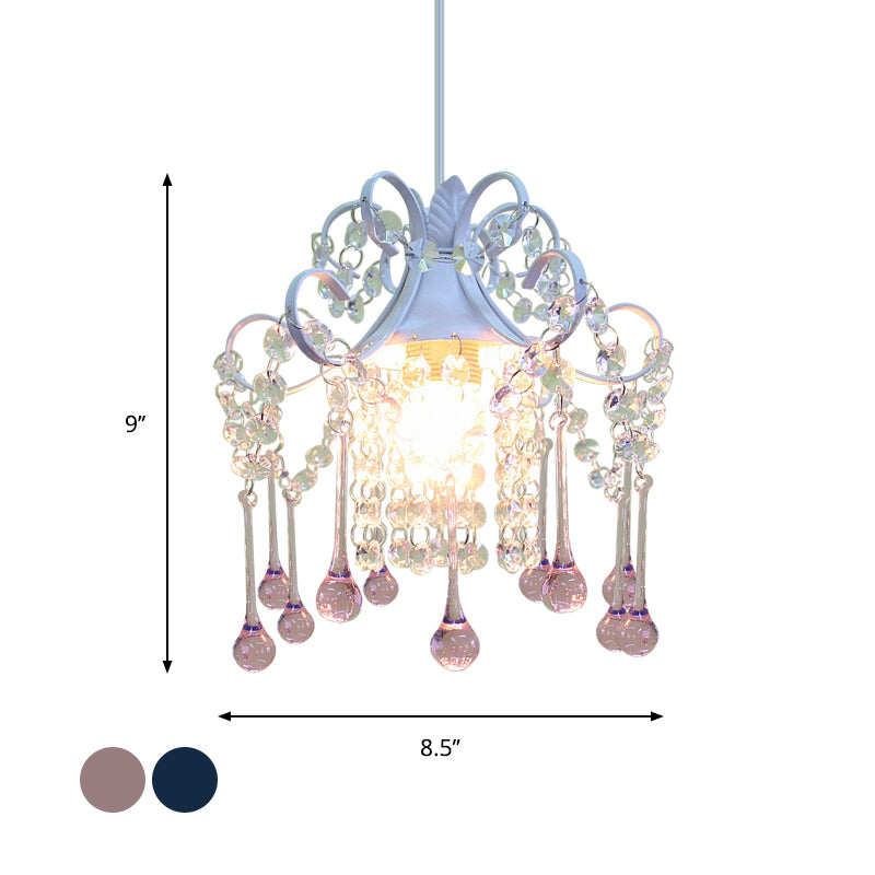 Cascade Restaurant Ceiling Lamp Minimalism Hand-Cut Crystal 1 Head Blue/Pink Down Lighting Pendant Clearhalo 'Ceiling Lights' 'Modern Pendants' 'Modern' 'Pendant Lights' 'Pendants' Lighting' 882137