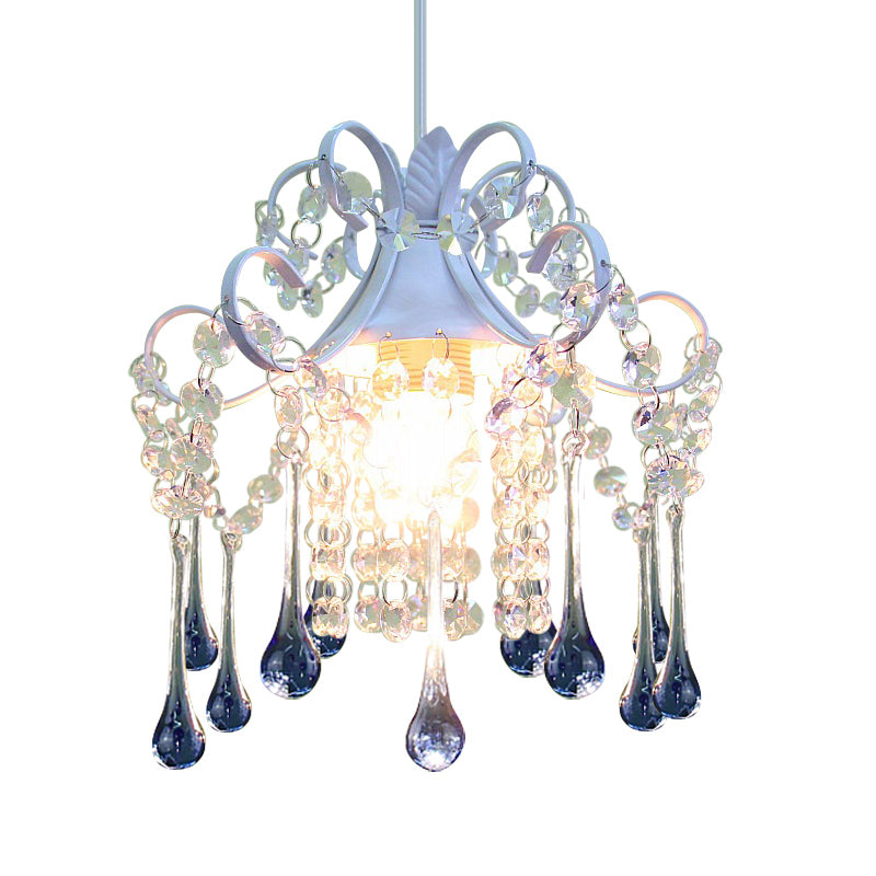 Cascade Restaurant Ceiling Lamp Minimalism Hand-Cut Crystal 1 Head Blue/Pink Down Lighting Pendant Clearhalo 'Ceiling Lights' 'Modern Pendants' 'Modern' 'Pendant Lights' 'Pendants' Lighting' 882140