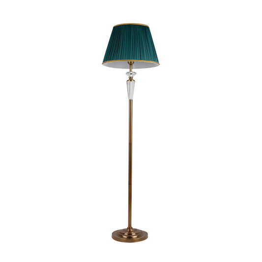 Pleated Shade Fabric Floor Light Minimalism 1 Light Living Rom Standing Lamp in Green with Crystal Accent Clearhalo 'Floor Lamps' 'Lamps' Lighting' 882152