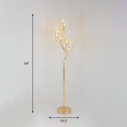 Cut Crystal Tree Standing Light Postmodern Living Room LED Stand Up Lighting in Gold Clearhalo 'Floor Lamps' 'Lamps' Lighting' 882157