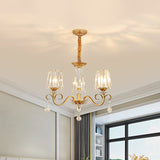 Conical Crystal Hanging Chandelier Traditional 3/6 Heads Dining Room Ceiling Light in Gold Clearhalo 'Ceiling Lights' 'Chandeliers' Lighting' options 882183