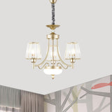Minimalism Cone Pendant Light 3/6 Bulbs Clear Crystal Block Hanging Chandelier in Gold for Bedroom Clearhalo 'Ceiling Lights' 'Chandeliers' 'Modern Chandeliers' 'Modern' Lighting' 882206