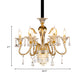 Crystal Candlestick Pendant Chandelier Mid-Century 6 Bulb Bedroom Hanging Lamp in Gold Clearhalo 'Ceiling Lights' 'Chandeliers' Lighting' options 882360