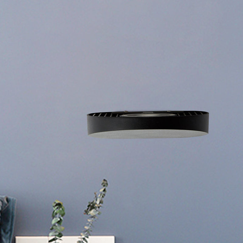 Aluminum Round Flush Wall Sconce Minimalist LED Wall Lighting in Black/Grey/White Finish for Corridor Clearhalo 'Cast Iron' 'Glass' 'Industrial' 'Modern wall lights' 'Modern' 'Tiffany' 'Traditional wall lights' 'Wall Lamps & Sconces' 'Wall Lights' Lighting' 882775