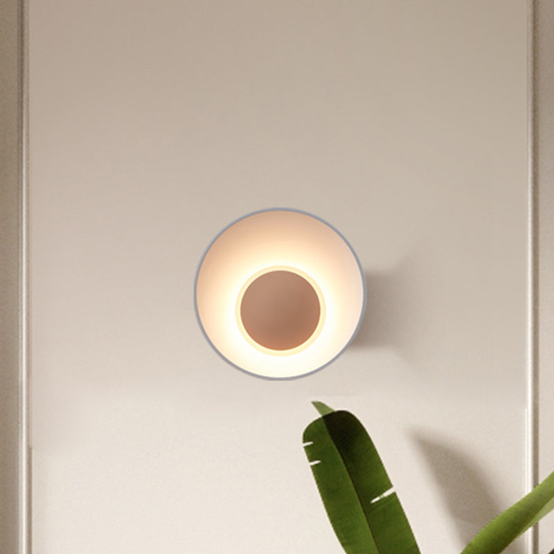 White/Black/Pink Finish Bowl Shape Sconce Light Minimalism LED Aluminum Wall Lamp for Drawing Room Clearhalo 'Cast Iron' 'Glass' 'Industrial' 'Modern wall lights' 'Modern' 'Tiffany' 'Traditional wall lights' 'Wall Lamps & Sconces' 'Wall Lights' Lighting' 882799