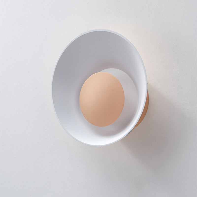 White/Black/Pink Finish Bowl Shape Sconce Light Minimalism LED Aluminum Wall Lamp for Drawing Room Clearhalo 'Cast Iron' 'Glass' 'Industrial' 'Modern wall lights' 'Modern' 'Tiffany' 'Traditional wall lights' 'Wall Lamps & Sconces' 'Wall Lights' Lighting' 882801