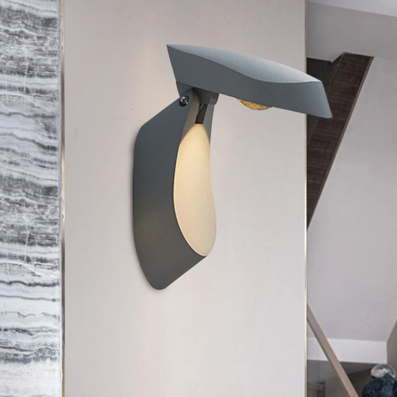 Rotatable Oval Surface Wall Sconce Modern Metal LED Bedside Wall Light Fixture in White/Black/Gold Finish Clearhalo 'Cast Iron' 'Glass' 'Industrial' 'Modern wall lights' 'Modern' 'Tiffany' 'Traditional wall lights' 'Wall Lamps & Sconces' 'Wall Lights' Lighting' 882815