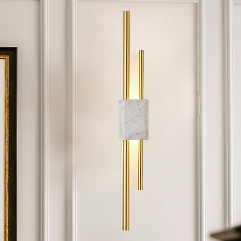 Marble Rectangle Wall Lighting Idea Post Modern LED White/Green Wall Mounted Lamp with Slim Tube Detail in White/Warm Light Clearhalo 'Modern wall lights' 'Modern' 'Wall Lamps & Sconces' 'Wall Lights' Lighting' 882850