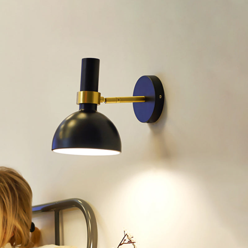 Rotatable White/Black Finish Domed Wall Lamp Modern 1 Light Iron Wall Mount Light Fixture for Bedside Clearhalo 'Cast Iron' 'Glass' 'Industrial' 'Modern wall lights' 'Modern' 'Tiffany' 'Traditional wall lights' 'Wall Lamps & Sconces' 'Wall Lights' Lighting' 882854