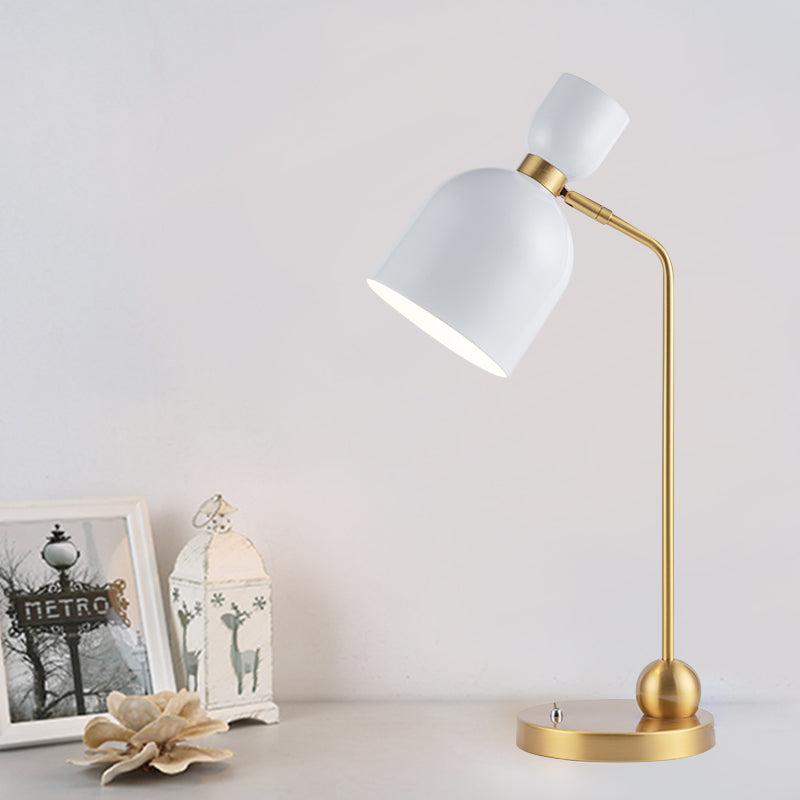 Flared Nightstand Light Modernist Metal Single Head White and Gold Night Table Lamp White Clearhalo 'Lamps' 'Table Lamps' Lighting' 882910