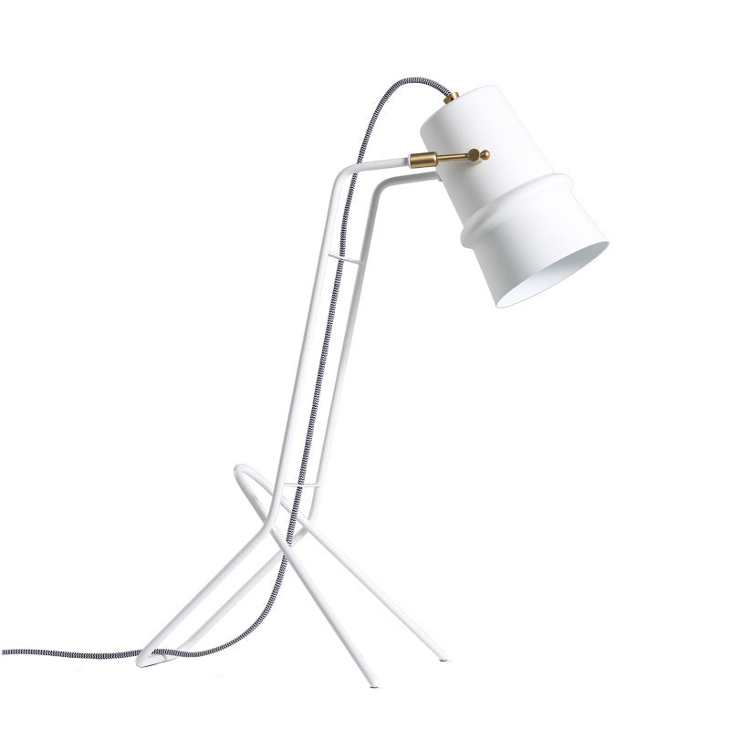 Cup Shape Table Lighting Minimalism Metallic Single White Finish Desk Lamp with Frame Base for Bedroom Clearhalo 'Lamps' 'Table Lamps' Lighting' 882936