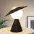 Opal Glass Sphere Small Desk Light Modernist 1 Head Table Lamp with Black/Red Hat Design and Cone Base Black Clearhalo 'Lamps' 'Table Lamps' Lighting' 882942