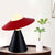 Opal Glass Sphere Small Desk Light Modernist 1 Head Table Lamp with Black/Red Hat Design and Cone Base Red Clearhalo 'Lamps' 'Table Lamps' Lighting' 882946
