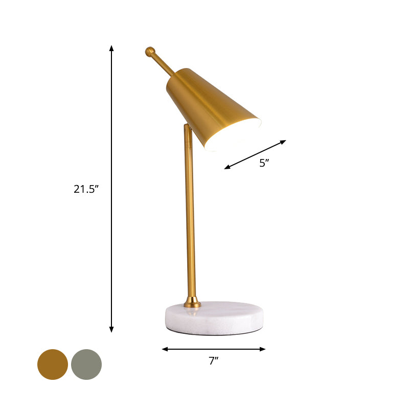 Post Modern LED Nightstand Light with Metal Shade Gold/Silver Finish Conic Table Lamp for Bedroom Clearhalo 'Lamps' 'Table Lamps' Lighting' 882953