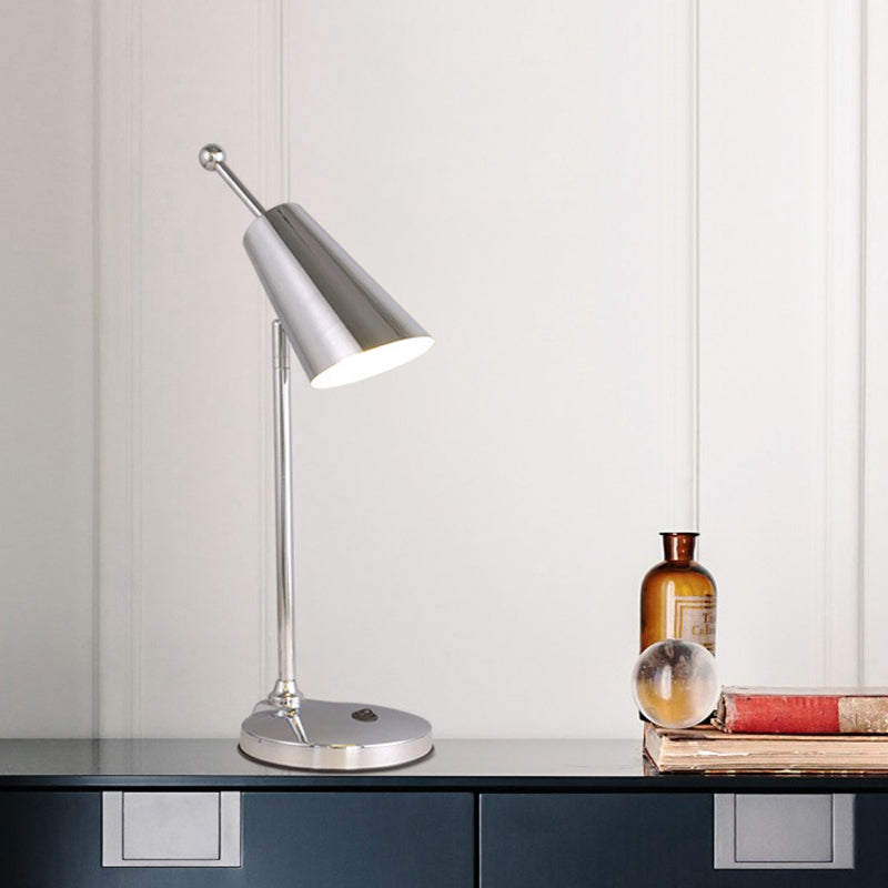 Post Modern LED Nightstand Light with Metal Shade Gold/Silver Finish Conic Table Lamp for Bedroom Clearhalo 'Lamps' 'Table Lamps' Lighting' 882955