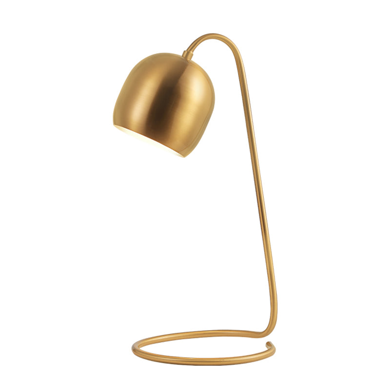Brass Finish Dome Small Desk Light Postmodern Single Metallic Night Table Lamp with Ring Base Clearhalo 'Lamps' 'Table Lamps' Lighting' 882960