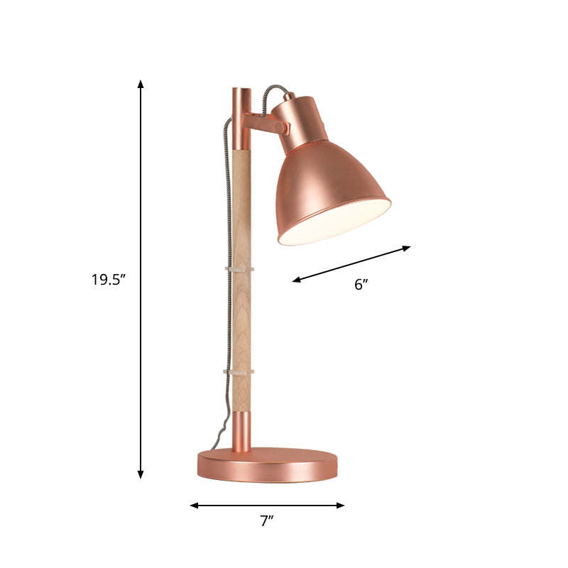 Domed Metal Handle Table Light Modern Rose Gold LED Rotatable Desk Lamp for Bedside Clearhalo 'Lamps' 'Table Lamps' Lighting' 882965