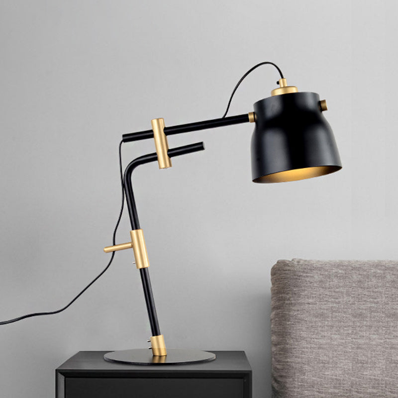 Metal Jar Shaped Night Table Lamp Modernist Single Light Black/Gold Finish Night Light with Balance Arm Black Clearhalo 'Lamps' 'Table Lamps' Lighting' 882966