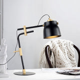 Metal Jar Shaped Night Table Lamp Modernist Single Light Black/Gold Finish Night Light with Balance Arm Clearhalo 'Lamps' 'Table Lamps' Lighting' 882967