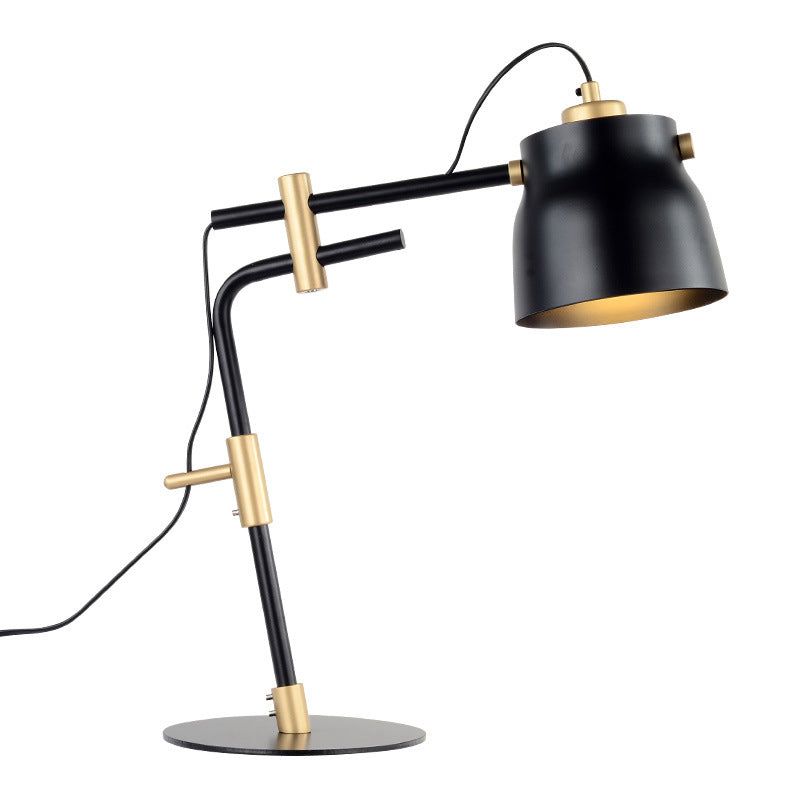 Metal Jar Shaped Night Table Lamp Modernist Single Light Black/Gold Finish Night Light with Balance Arm Clearhalo 'Lamps' 'Table Lamps' Lighting' 882968