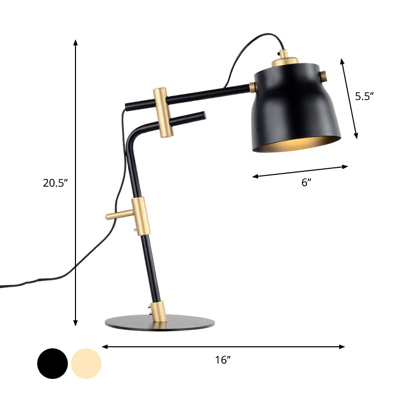 Metal Jar Shaped Night Table Lamp Modernist Single Light Black/Gold Finish Night Light with Balance Arm Clearhalo 'Lamps' 'Table Lamps' Lighting' 882969