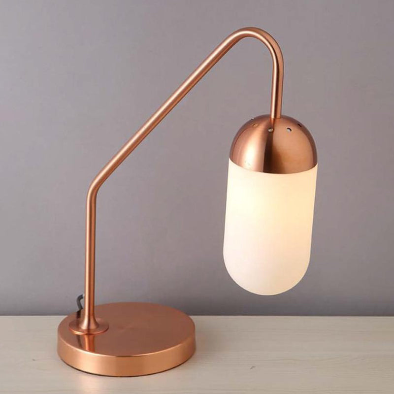 Capsule Frosted White Glass Small Desk Light Post Modern Single Head Copper Table Lamp Clearhalo 'Lamps' 'Table Lamps' Lighting' 882975