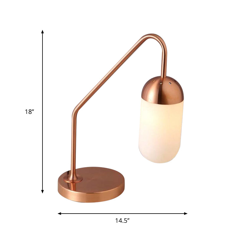 Capsule Frosted White Glass Small Desk Light Post Modern Single Head Copper Table Lamp Clearhalo 'Lamps' 'Table Lamps' Lighting' 882977