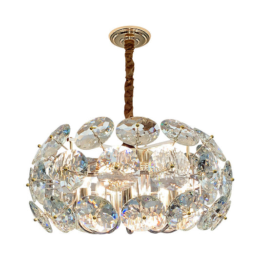Clear Crystal Round Hanging Pendant Minimalism 8 Heads Bedroom Ceiling Chandelier Clearhalo 'Ceiling Lights' 'Chandeliers' 'Clear' 'Industrial' 'Modern Chandeliers' 'Modern' 'Tiffany' 'Traditional Chandeliers' Lighting' 883084