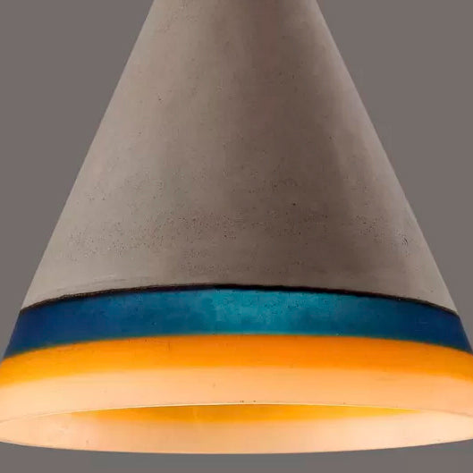 Dark Blue/Light Blue/Orange Conic Pendant Light Antique Style Cement 1 Head Restaurant Hanging Light Fixture - Clearhalo - 'Ceiling Lights' - 'Industrial Pendants' - 'Industrial' - 'Middle Century Pendants' - 'Pendant Lights' - 'Pendants' - 'Tiffany' - Lighting' - 88334