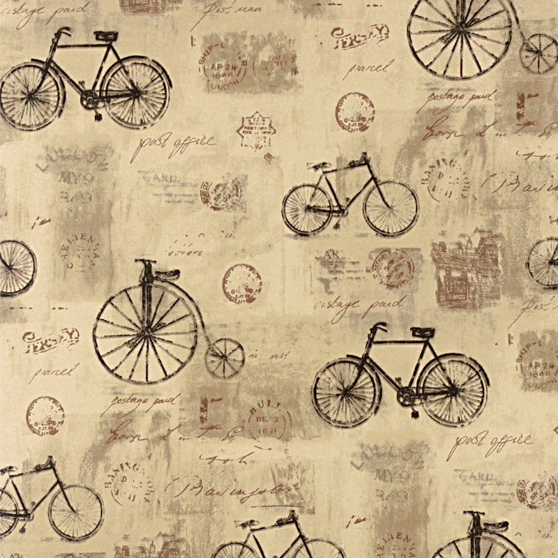 Taupe Bicycles and Letters Wallpape Graffiti Washable Non-Pasted Wall Decor, 20.5-inch x 33-foot Clearhalo 'Industrial wall decor' 'Industrial' 'Wallpaper' Wall Decor' 883507