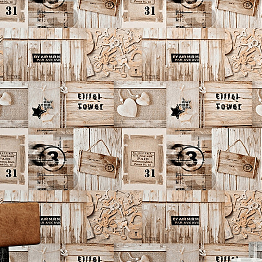 Brown Wood Effect Wallpaper for Coffee Shop and Bar, 33' x 20.5", Non-Pasted Green Clearhalo 'Industrial wall decor' 'Industrial' 'Wallpaper' Wall Decor' 883527