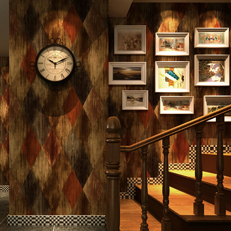 American Country Harlequin Wallpaper for Bedroom and Dining Room Non-Pasted 33' x 20.5" Wall Decor Clearhalo 'Industrial wall decor' 'Industrial' 'Wallpaper' Wall Decor' 883532