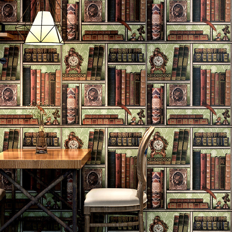 Victorian 3D Effect Bookstores Wallpaper in Brown Vinyl Decorative Wall Covering, 33' by 20.5" Clearhalo 'Industrial wall decor' 'Industrial' 'Wallpaper' Wall Decor' 883575