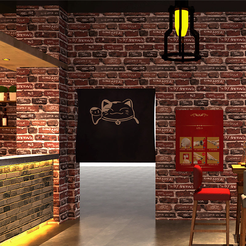 Industrial Bricks Wallpaper with English Words, 20.5-inch x 33-foot Non-Pasted Clearhalo 'Industrial wall decor' 'Industrial' 'Wallpaper' Wall Decor' 883581