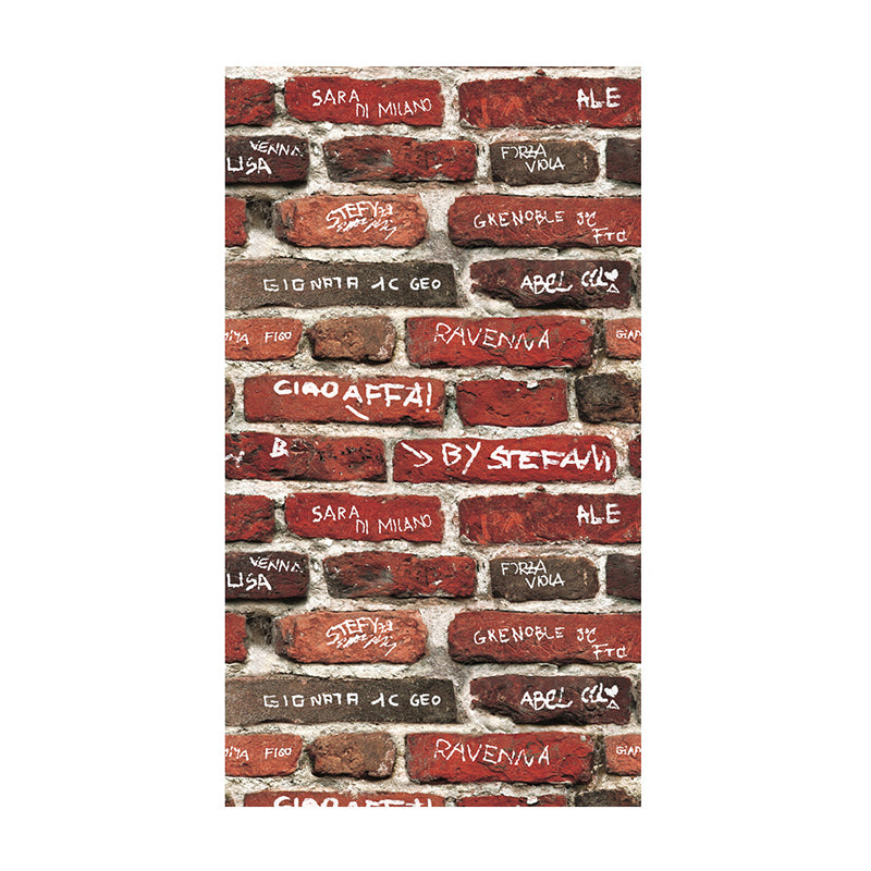 Industrial Bricks Wallpaper with English Words, 20.5-inch x 33-foot Non-Pasted Clearhalo 'Industrial wall decor' 'Industrial' 'Wallpaper' Wall Decor' 883582