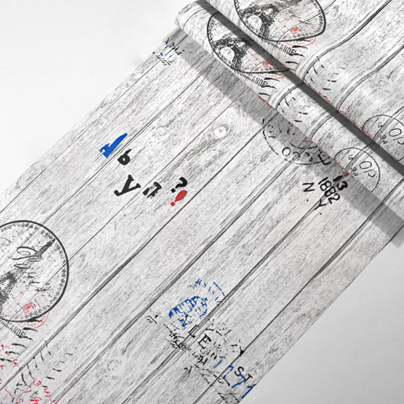 Decorative Wood Bars Wallpaper Non-Pasted PVC Wall Covering with Eiffel Tower, 31' x 20.5" Clearhalo 'Industrial wall decor' 'Industrial' 'Wallpaper' Wall Decor' 883591