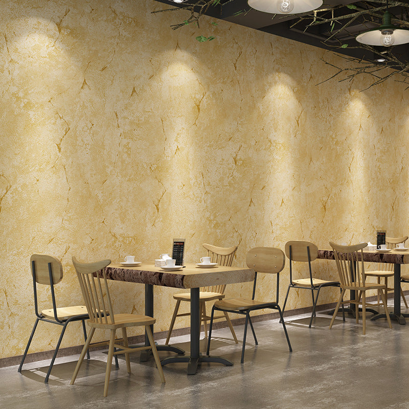 Industrial Retro Wall Decor Marble Effect Non-Pasted Wallpaper, 31' x 20.5" Yellow Clearhalo 'Industrial wall decor' 'Industrial' 'Wallpaper' Wall Decor' 883603