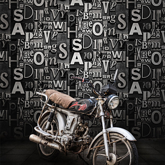 Dark Brown Retro 3D Effect English Letters of Irregular Patterns Wallpaper, Non-Pasted, 20.5 in x 31ft Black Clearhalo 'Industrial wall decor' 'Industrial' 'Wallpaper' Wall Decor' 883617