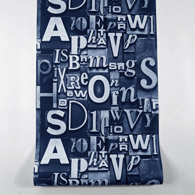 Dark Brown Retro 3D Effect English Letters of Irregular Patterns Wallpaper, Non-Pasted, 20.5 in x 31ft Clearhalo 'Industrial wall decor' 'Industrial' 'Wallpaper' Wall Decor' 883624