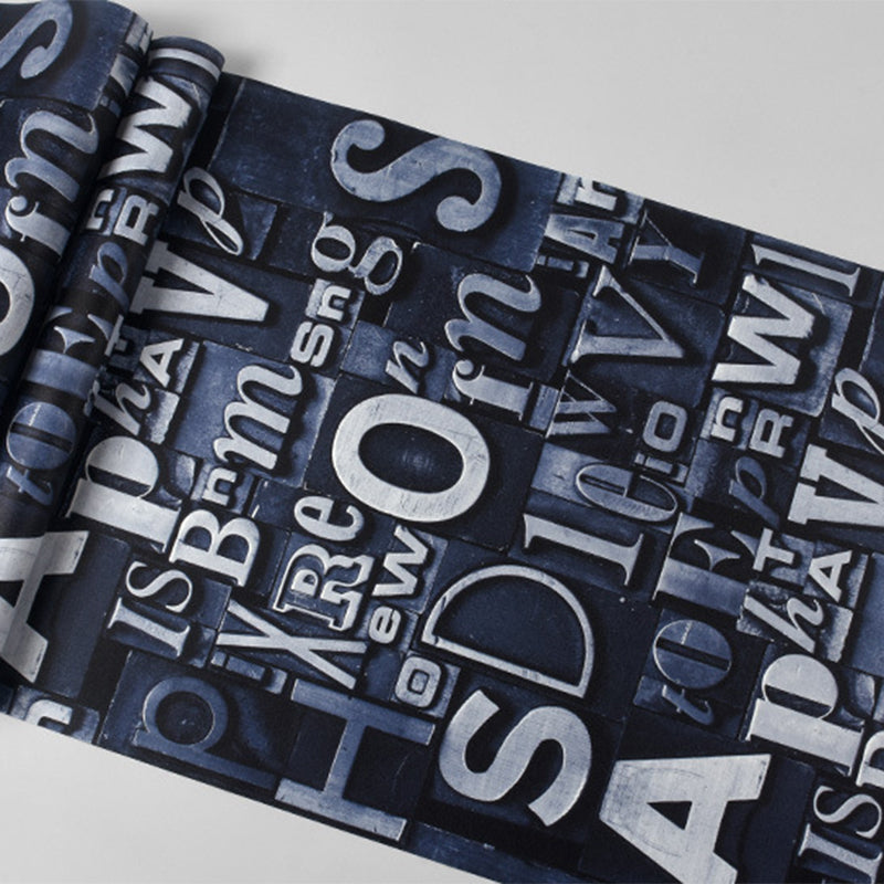 Dark Brown Retro 3D Effect English Letters of Irregular Patterns Wallpaper, Non-Pasted, 20.5 in x 31ft Clearhalo 'Industrial wall decor' 'Industrial' 'Wallpaper' Wall Decor' 883625