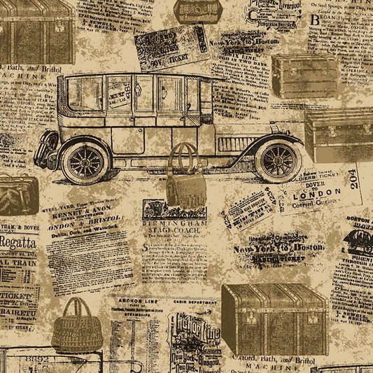 Black and Brown English Letters and Carriage Cart Waterproof Non-Pasted Wallpaper, 33' x 20.5" Clearhalo 'Industrial wall decor' 'Industrial' 'Wallpaper' Wall Decor' 883642