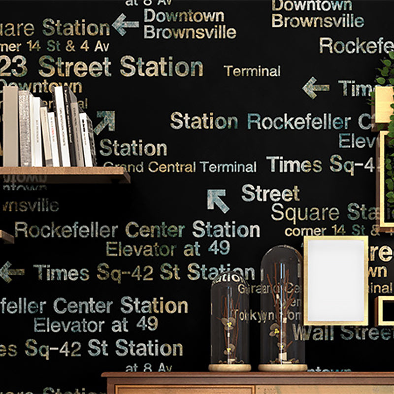 Fashion and Original 3D Effect English Letters and Vocabularies Non-Pasted Wallpaper, 20.5" by 31' Black-White Clearhalo 'Industrial wall decor' 'Industrial' 'Wallpaper' Wall Decor' 883647