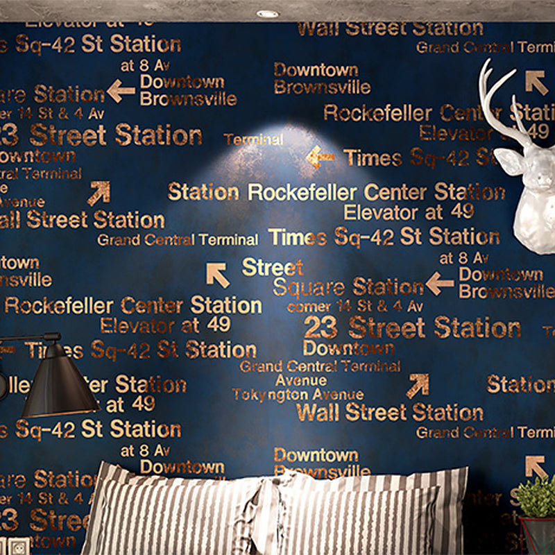 Fashion and Original 3D Effect English Letters and Vocabularies Non-Pasted Wallpaper, 20.5" by 31' Blue Clearhalo 'Industrial wall decor' 'Industrial' 'Wallpaper' Wall Decor' 883651