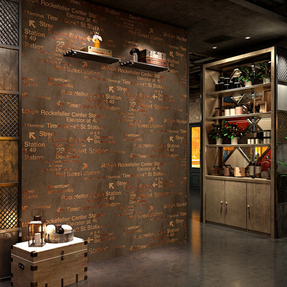 Fashion and Original 3D Effect English Letters and Vocabularies Non-Pasted Wallpaper, 20.5" by 31' Brown Clearhalo 'Industrial wall decor' 'Industrial' 'Wallpaper' Wall Decor' 883663